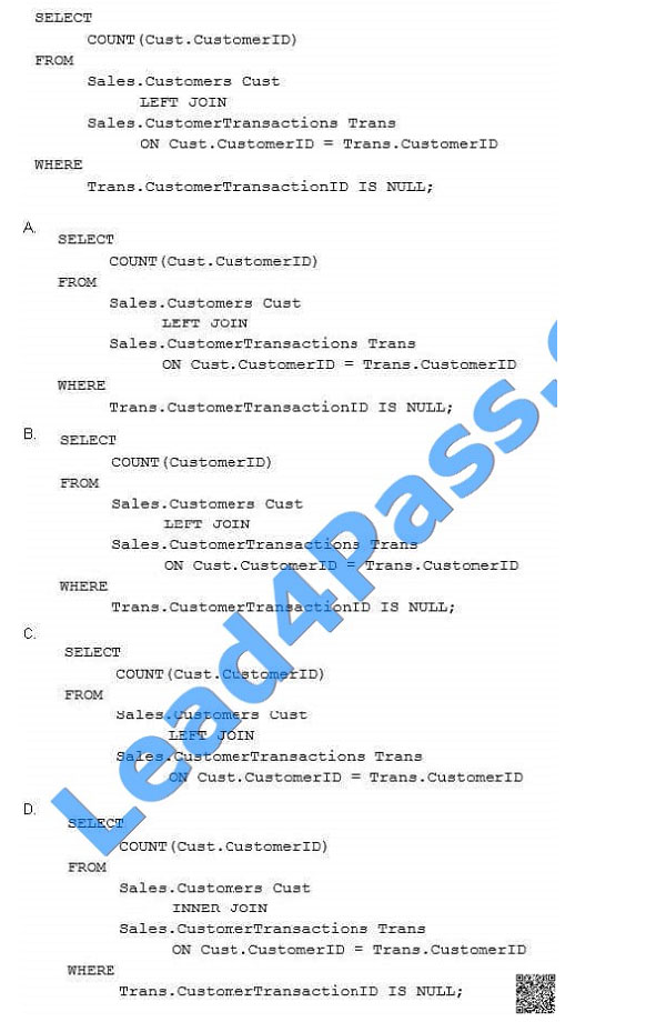 lead4pass 70-761 exam question q22